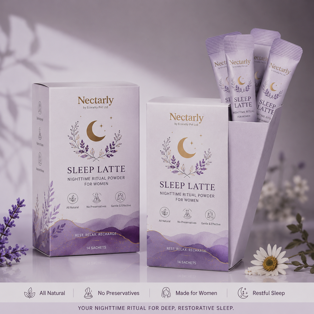 Nectarly Sleep Latte box and sachets